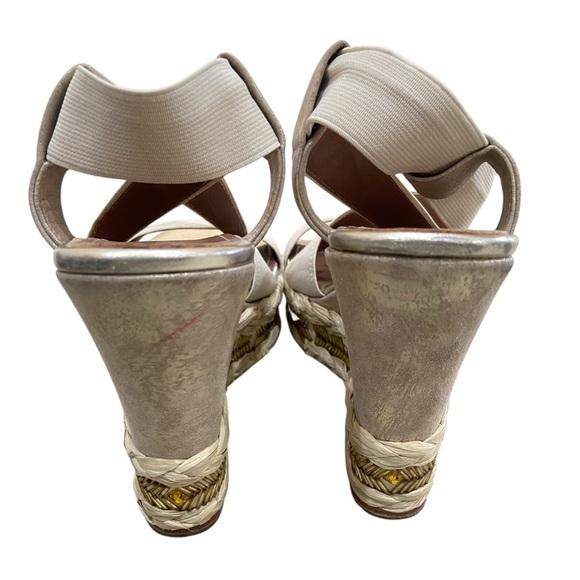 Donald pliner Tilisp platform wedge elastic straps metallic leather sandals 9.5 - Picture 5 of 10